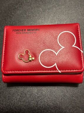 Red Wallet with Mickey Accent with Kiss Lock
